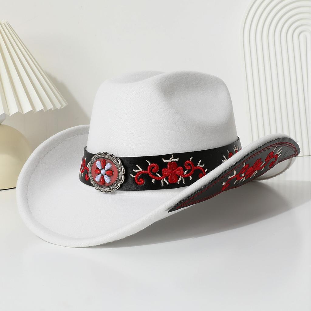 Four Seasons European and American Style Woolen Cowboy Top Hat Men and Women Couple Ethnic Wind Roll Along Top Hat Sun Hat Jazz Hat