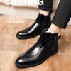 Luxury Mens Boots Quality Patent Leather Ankle Boots Classic Black Chelsea Boot Business Casual Leather Boot Dress Boots for Men