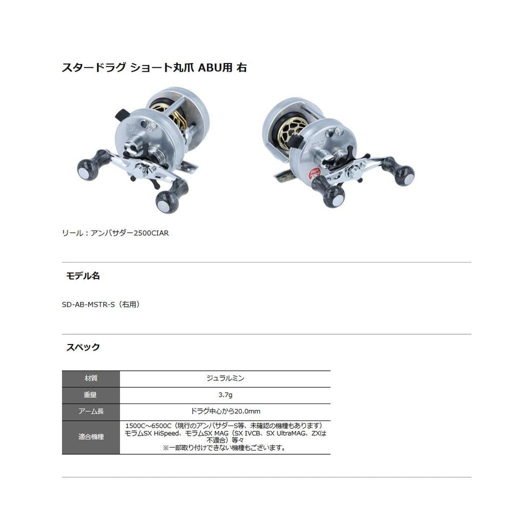 Avail Star Drag Short Round Claw for ABU Right Gunmetal Sd_ab_mstr_s_gmt MSTR-S