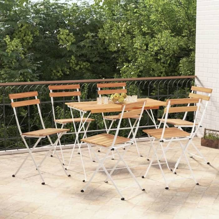 VidaXL Lot de 6 Chaises de Bistrot Pliantes, Sièges de Terrasse, Chaises de Balcon, Meubles de Patio Extérieur, Bois 3152108
