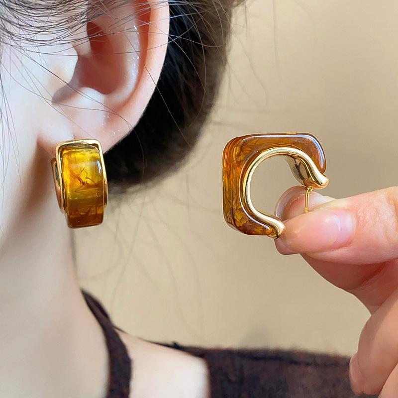 Resin Acrylic Joyful Candy Earrings For Women Stainless Steel Spring Summer Sweet Youth Fashion Colorful Jewelry