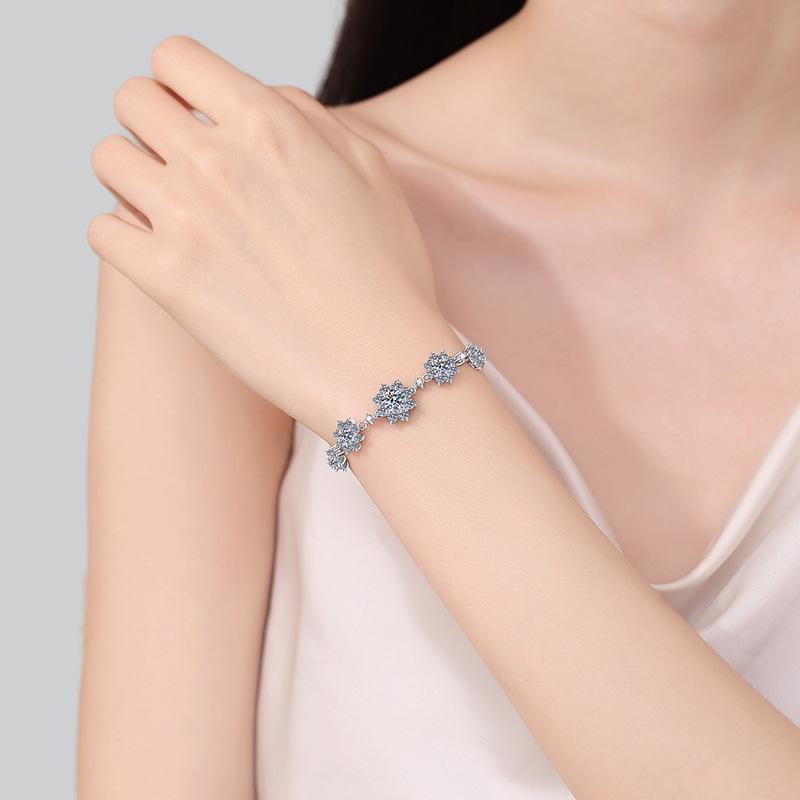 2.6ct D Color Moissanite Tennis Bracelet 925 Silver Plated White Gold Bracelet for Women Man Sparkling Party Jewelry