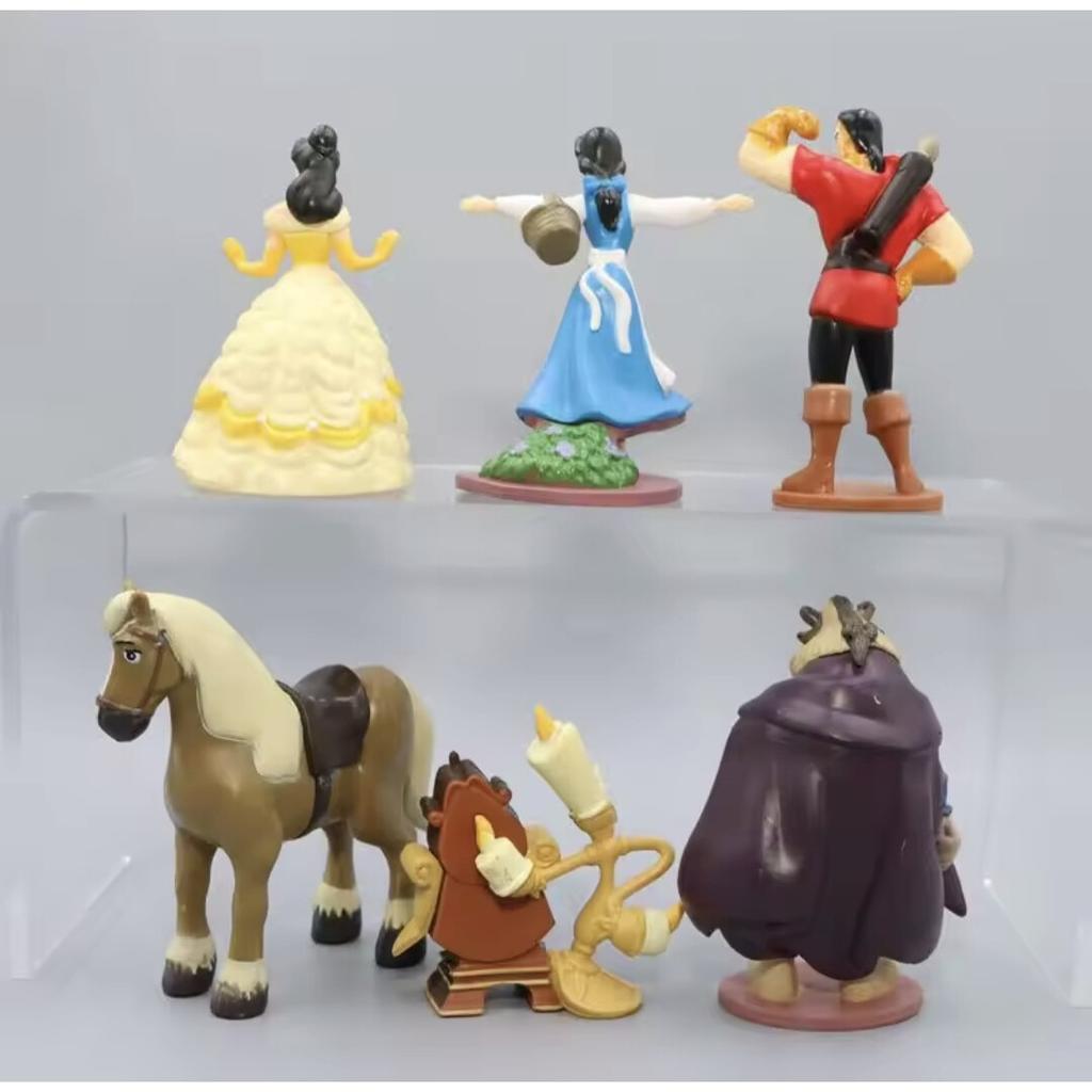 Belle en het Beest Beeldjes Set van 6, 10-12 cm Hars Verzamelaar Beeldjes, Prachtig Cadeau