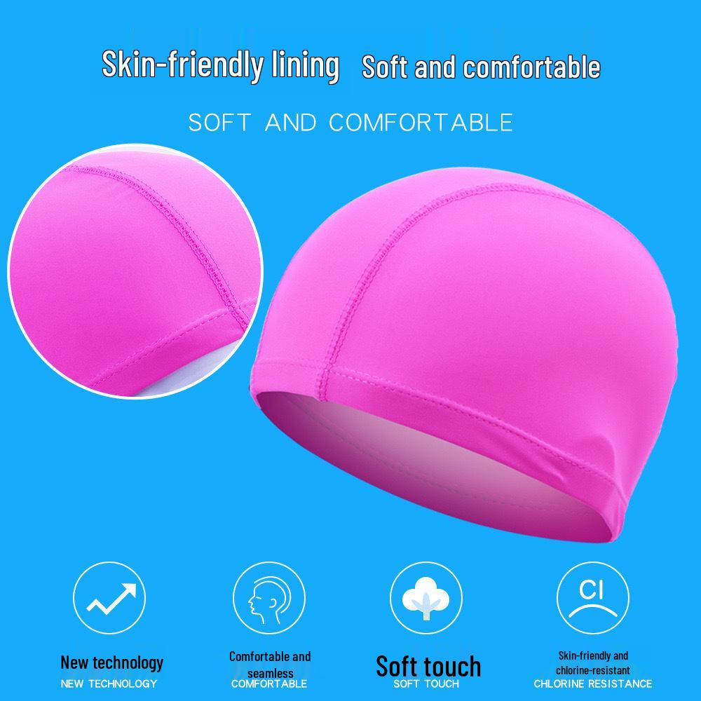 High-Elastic Polyester Swim Cap for Adults - Solid Color with Independent Packaging