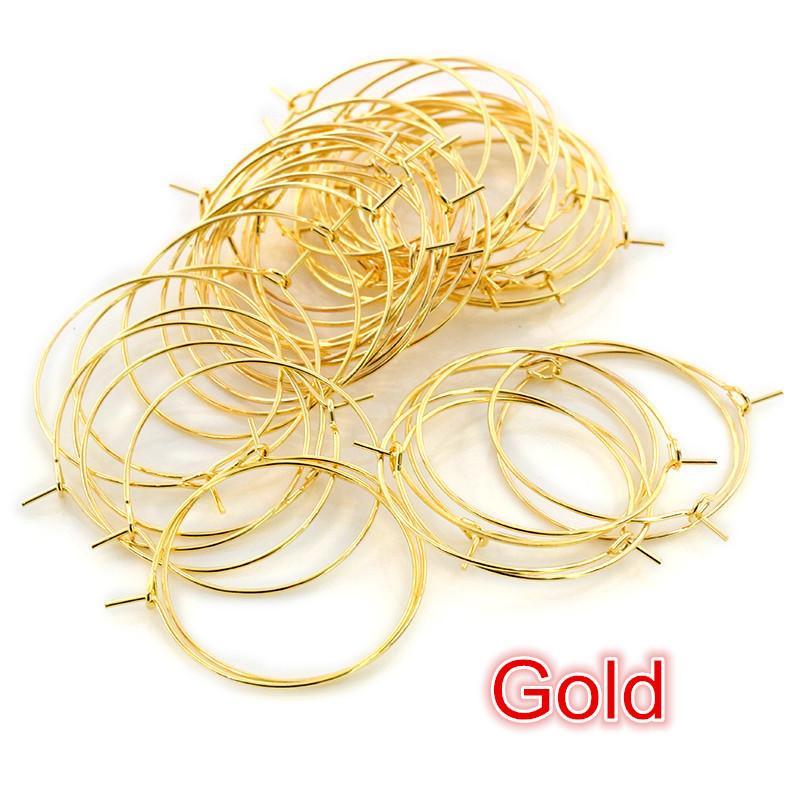 20-35mm Nine Character Earring Ring Ear Coil Iron Plated Round Wine Glass Earring Ring 100pcs/lot DIY Bead Earring Accessories