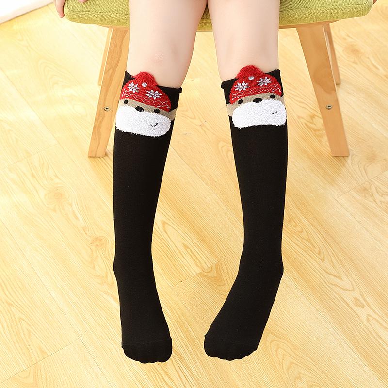 Girls' Cute Cartoon Cotton Knee-High Socks - Japanese Style for Spring & Autumn