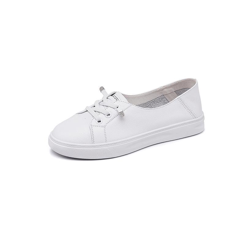 Women s Genuine Cowhide Leather White Slip-On Shoes - 2025 Summer Thick-Soled Casual Shoes for Pregnant Women 38 3245₽