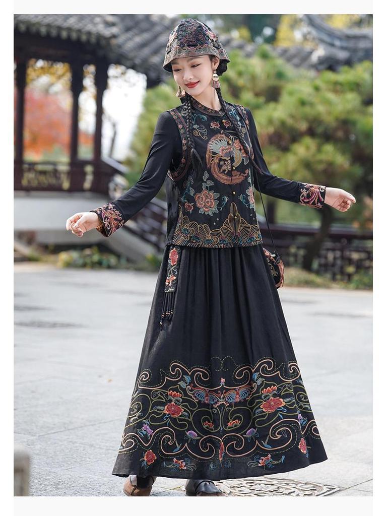 Ethnic Style Women's Floral Embroidered Vest Cardigan