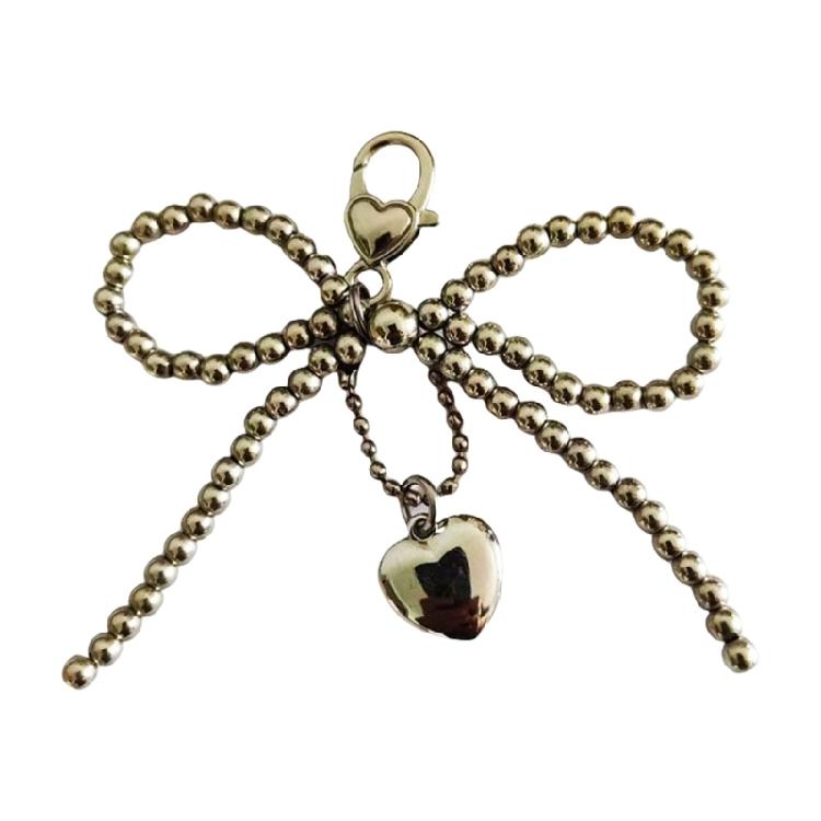 Elegant Bowknot Beaded Keychain Charm Fashionable Keyring Charm Beaded Charm Pendant Handbag Charm Suitable for Women