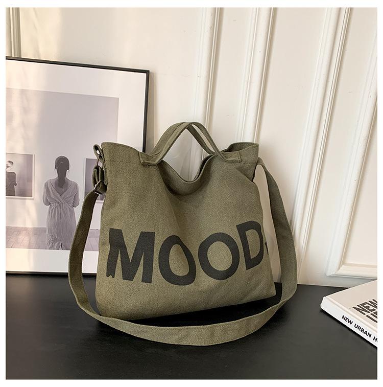 

Модная женская сумка через плечо с надписью «Письмо», большая вместимость, повседневная универсальная сумка-тоут, простая модная женская холщовая сумка зелёный