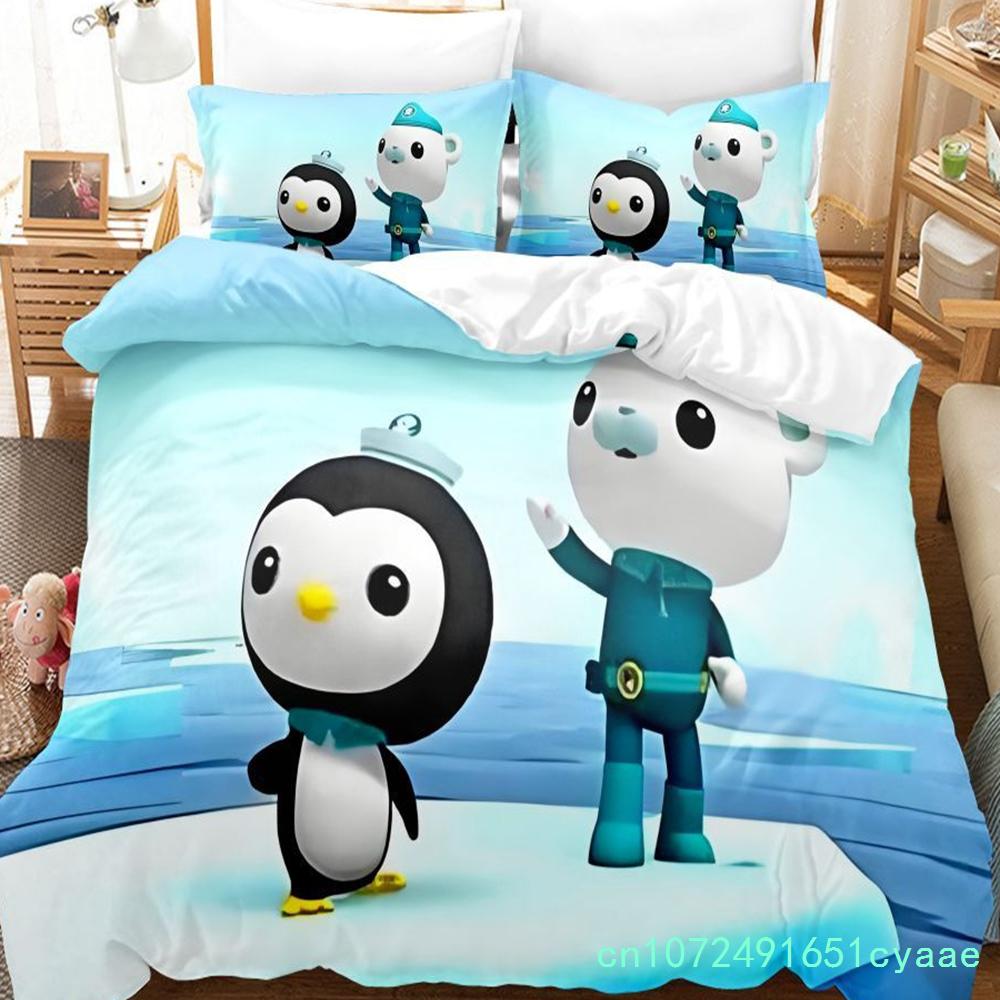 Ensemble de literie Octonauts Simple Jumeaux Lit Simple Lit Double Lit Queen Size Lit King Size Ensemble de housses de couette pour chambre d'adulte et d'enfant Impression 3D Anime Octonauts EU single(135x200cm)