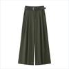 Spring 2025 Women's Wide-Leg Pleated Pants with Belt Decor