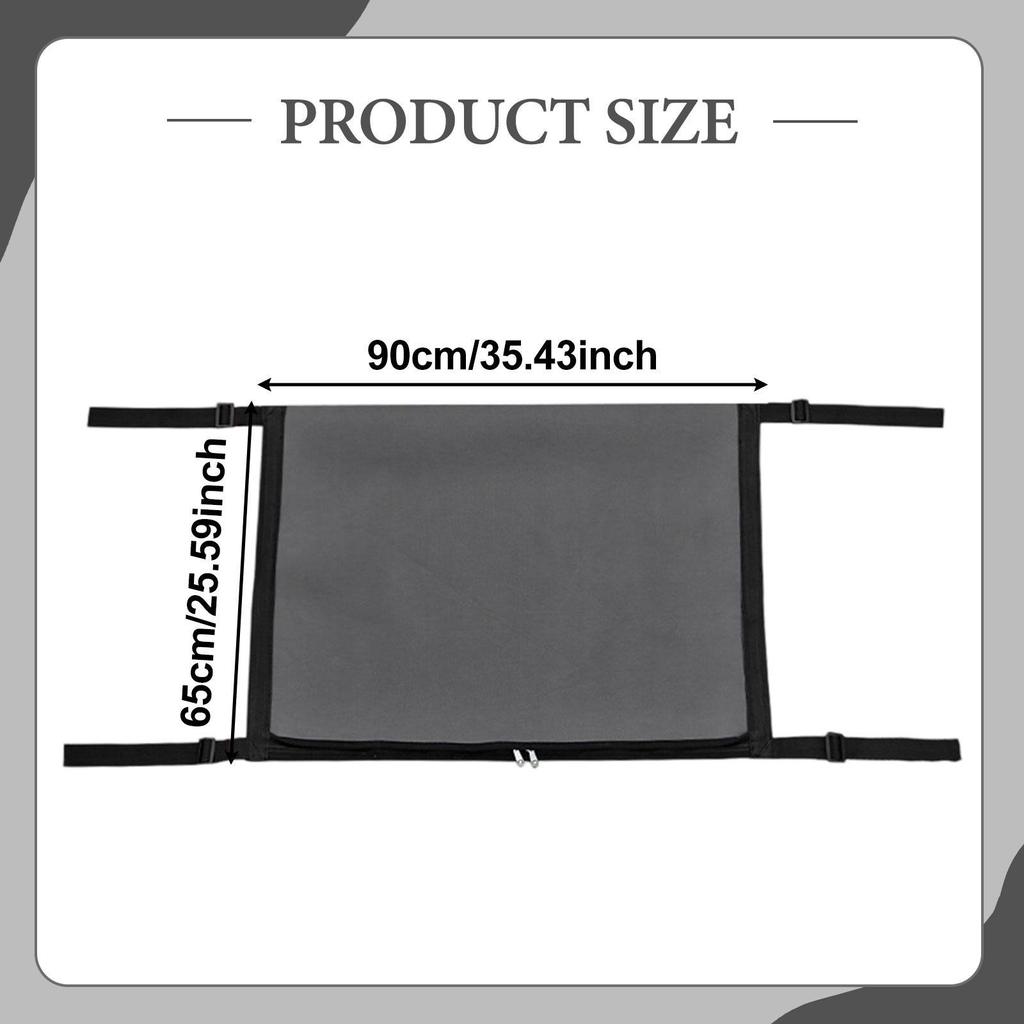 Car Ceiling Cargo Net Pocket with Double Zipper Roof Storage Organizer Mesh Bag Easy Installation for Sedan Interior