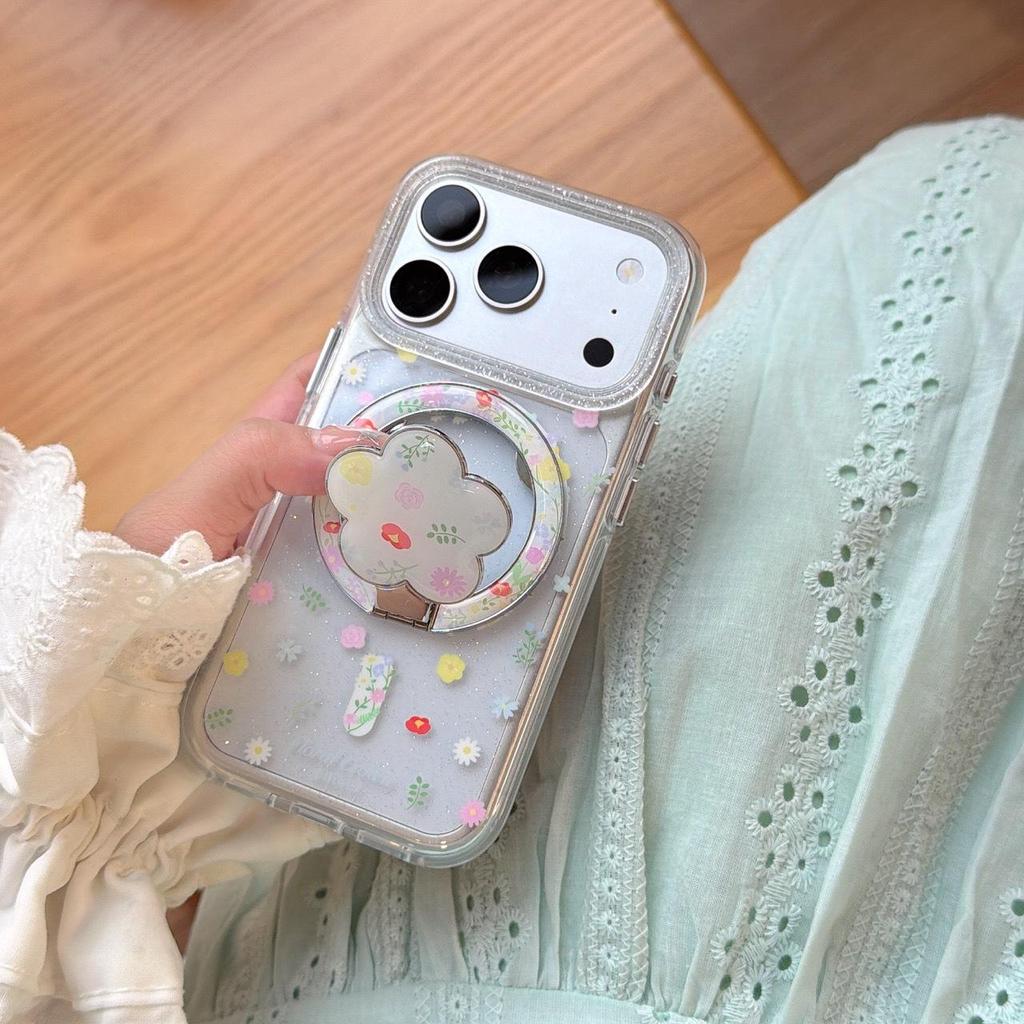 Colorful Floral Magnetic iPhone Case for iPhone 15/16/17 Pro Max - Perfect for Women
