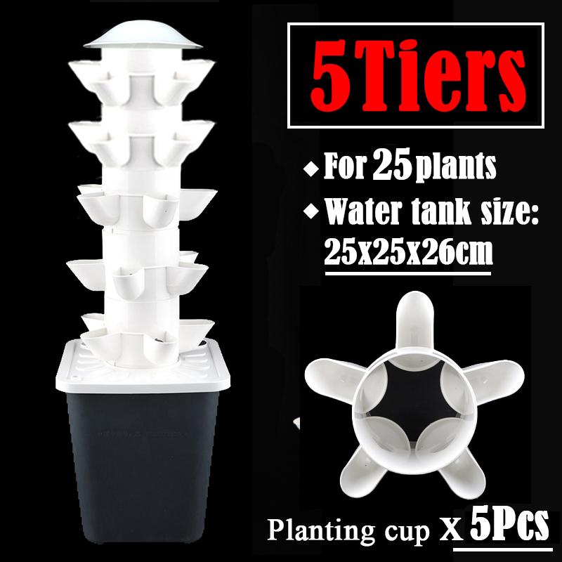 Home Balcony Vertical Tower Planter 3/5-Hole Vegetable Hydroponic Growing System DIY Garden Soilless Cultivation Equipment