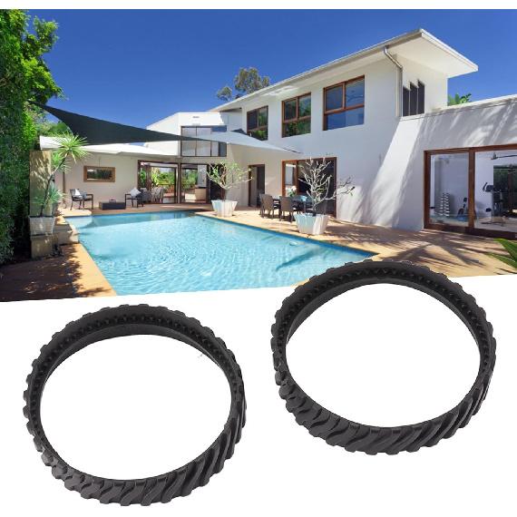 Traction Bands For Powers Wheels, 2Pcs Rubber Wavy Texture Traction Bands Rubber Tire Track Pool Cleaner Wheel Track Pool Cleaner Parts 15. 9cm Outer
