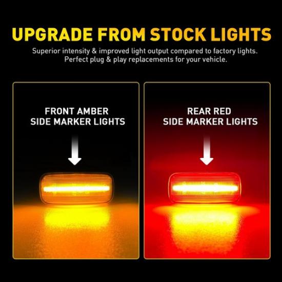4X Clear Red Amber LED Side Light For Dodge RAM 2500HD 2010-2018 Dual Rear Wheel