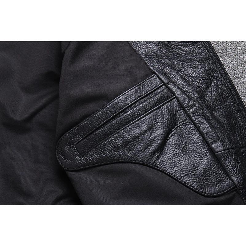 Chinesische Größe Echte Kuhhornschnallen Echte Rindslederjacke Herren Echtledermantel Klassische schwarze Jacke Lässige Lederbekleidung Herbst