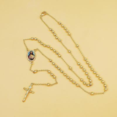 Retro Gold Kreuz Halskette mit Jungfrau Maria Anhänger - Luxuriöser Geschenkschmuck für Frauen
