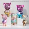 Trending Electroplated Graffiti Bear Handheld Fan - Portable Cartoon Table Ornament for Summer