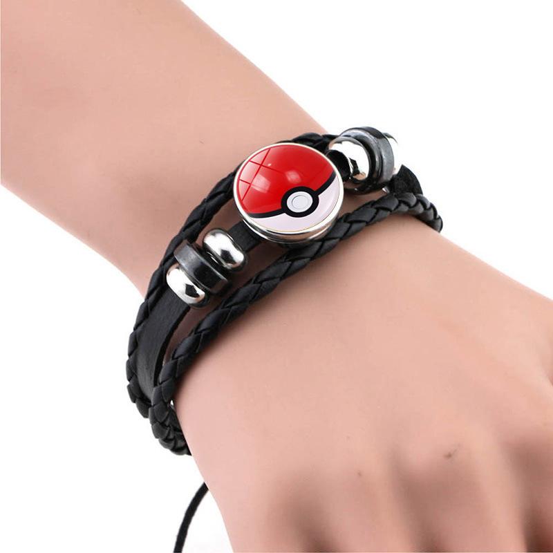 Anime Poke Ball Handmade Multi Layer Woven Bracelet Anime Surrounding Time Gem Fashion Handicrafts