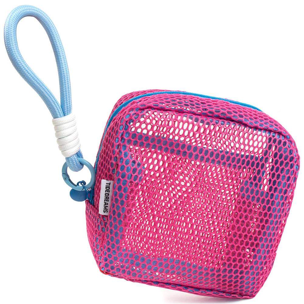 Candy Color Square Mesh Cosmetic Organization Storage Bag with Zipper Portable Sundries Pouch For Travel With Rope розы красного