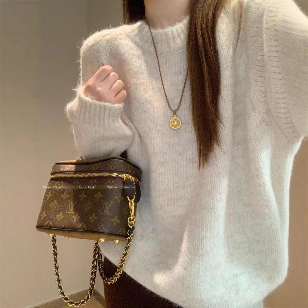 2025 Dámský špičkový přeshraniční krátký svetr - Volný zeštíhlující pletený pulovr s kulatým výstřihem na podzim/zimu