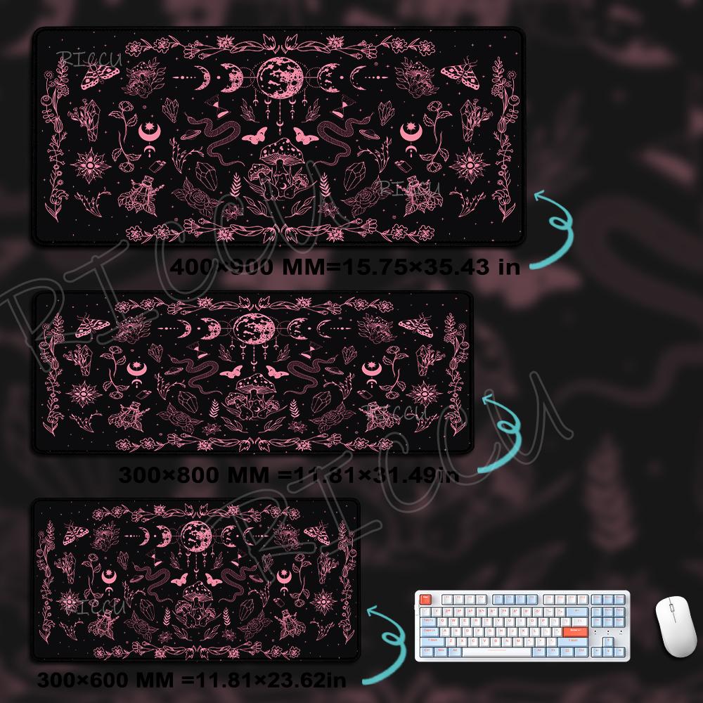 Schwarze Tarotkarten Schreibtischmatte Büro Mond Stern Mauspads Hexe Divination Schreibtischmatte Pilz Tischmatte Ästhetisches Großes Gaming-Mauspad
