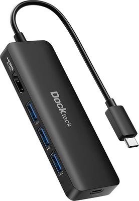 Adapter USB Hub Dockteck z Type C 4K HDMI 100W PD i trzema portami USB Kompatybilny z MacBook M1 iPad Surface i innymi Hub Type-C, 4K@60Hz USB-C 5-w-1