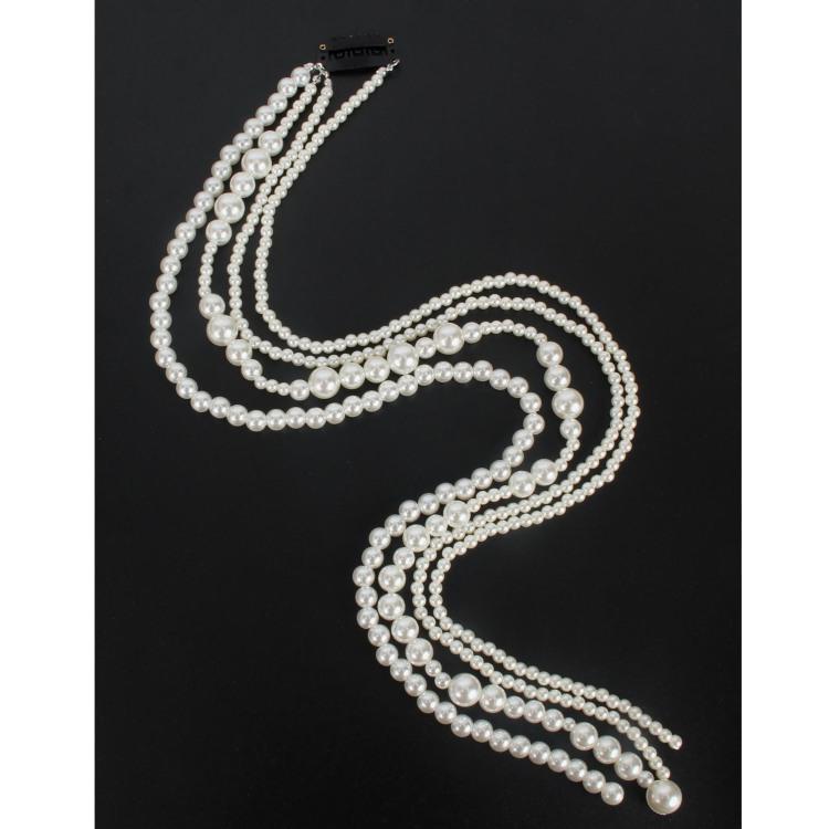 Imitation Pearl Hair Chain Fashion Hair Jewelry Long Alloy Chains For Women Exaggerated Headwear