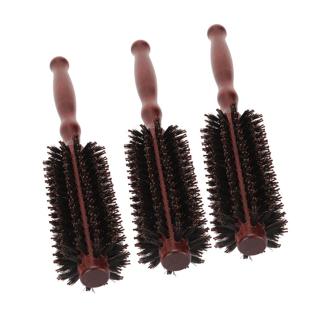 3pcs Roll Hairbrush Round High Temperature Resistant Static Free Vertical Texture Medium Size Bristle Hair Brush for