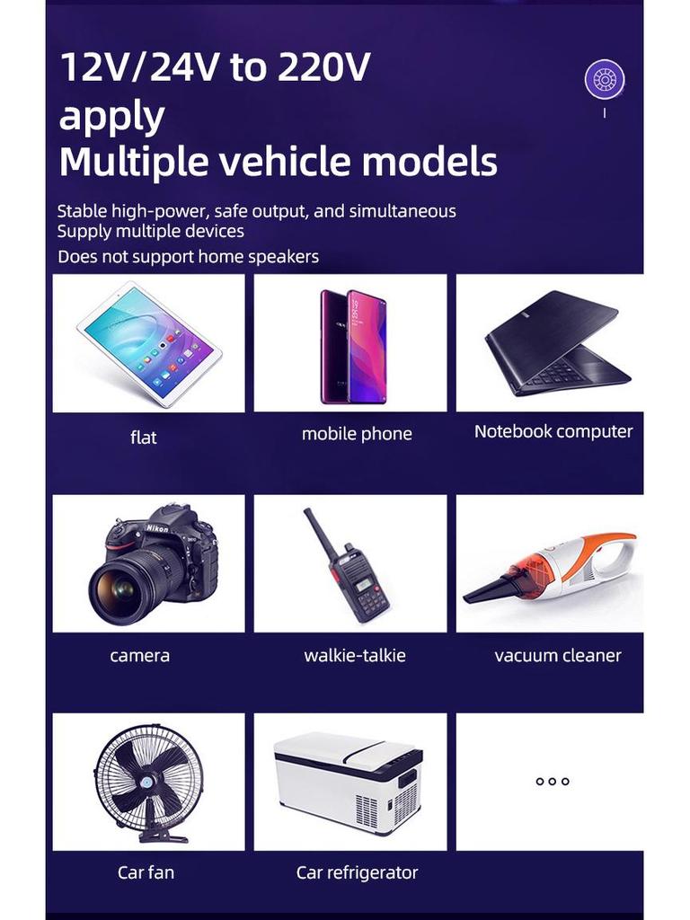 High-Power Car Inverter: 12V/24V To 220V Truck Charger Transformer