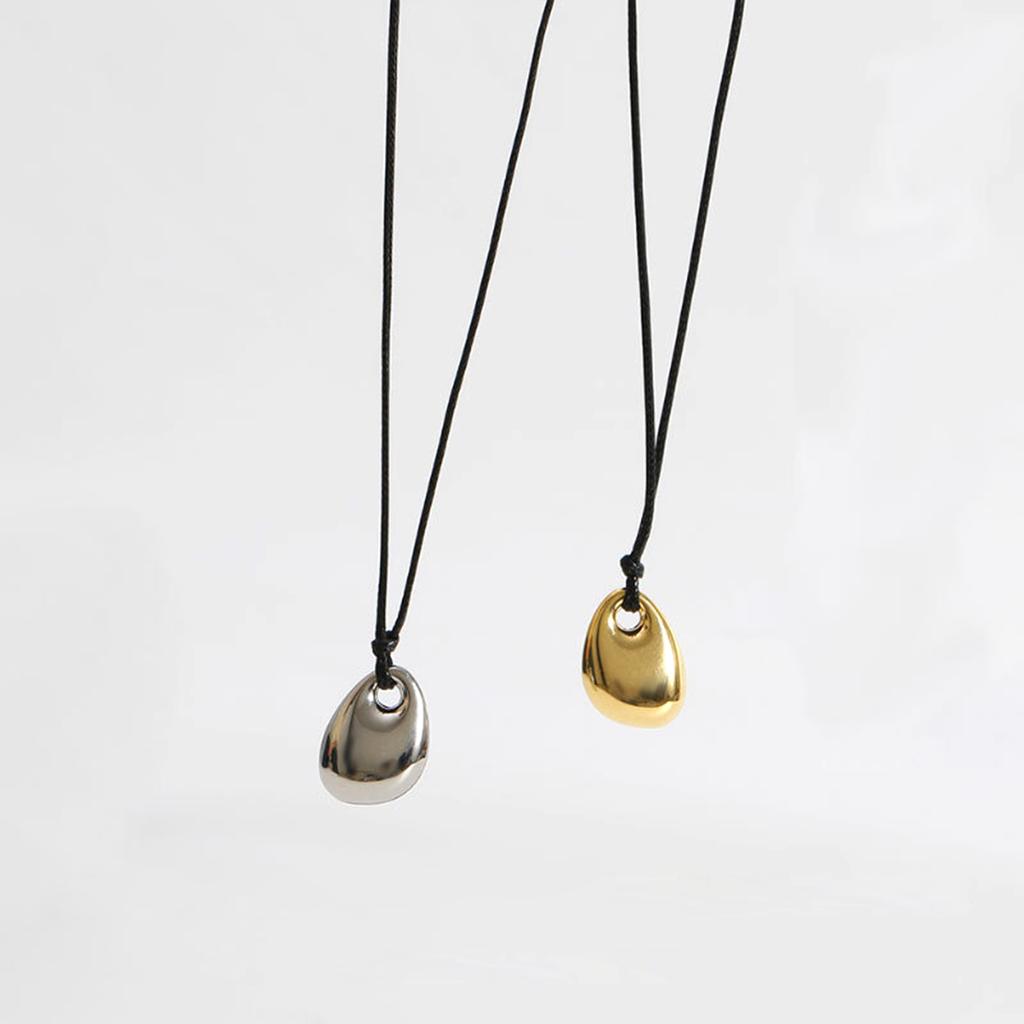Collana Cordino in Pelle PU Regolabile Ciondolo Fagiolo Irregolare Catena Clavicola Fascino Geometrico Collana Accessorio Unisex