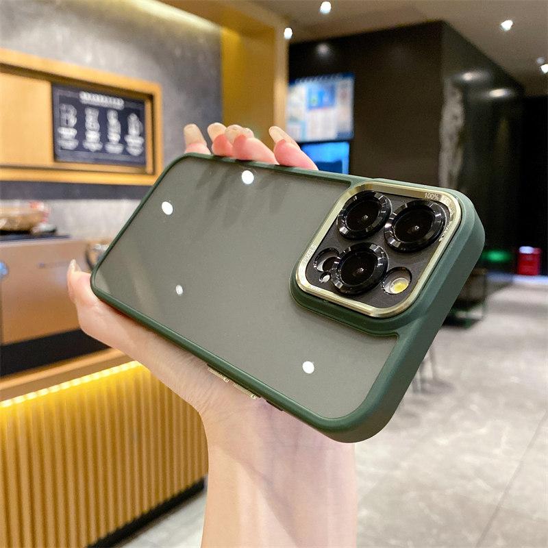 Luksuriøs Fargebezel av Høy Kvalitet Gjennomsiktig deksel for iPhone 15 Pro Max 14 Plus 13 12 Pro 11 All-inclusive Linsefilmdeksel