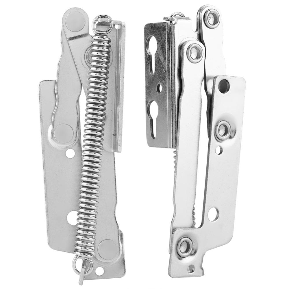 

2 Pieces Heavy Duty Spring Hinges Silver Sofa Hinge Lifters Folding Lifting Bracket Toy Chest