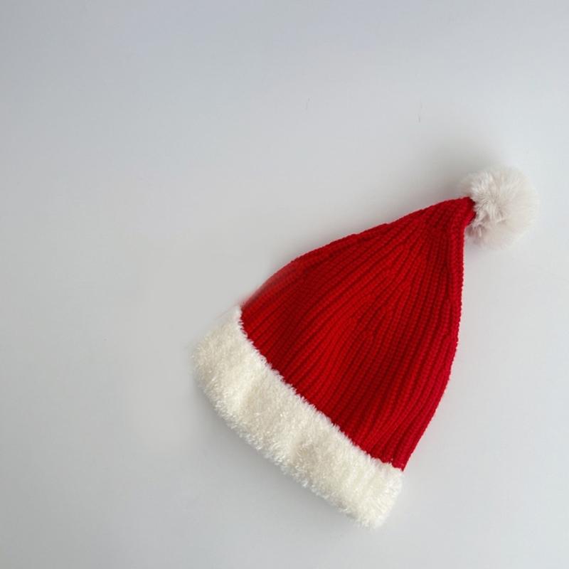 Stylish Knitted Santa Hat Cute Christmas Beanie for Children Soft & Comfortable Winter Headwear Lightweight Hat Wools