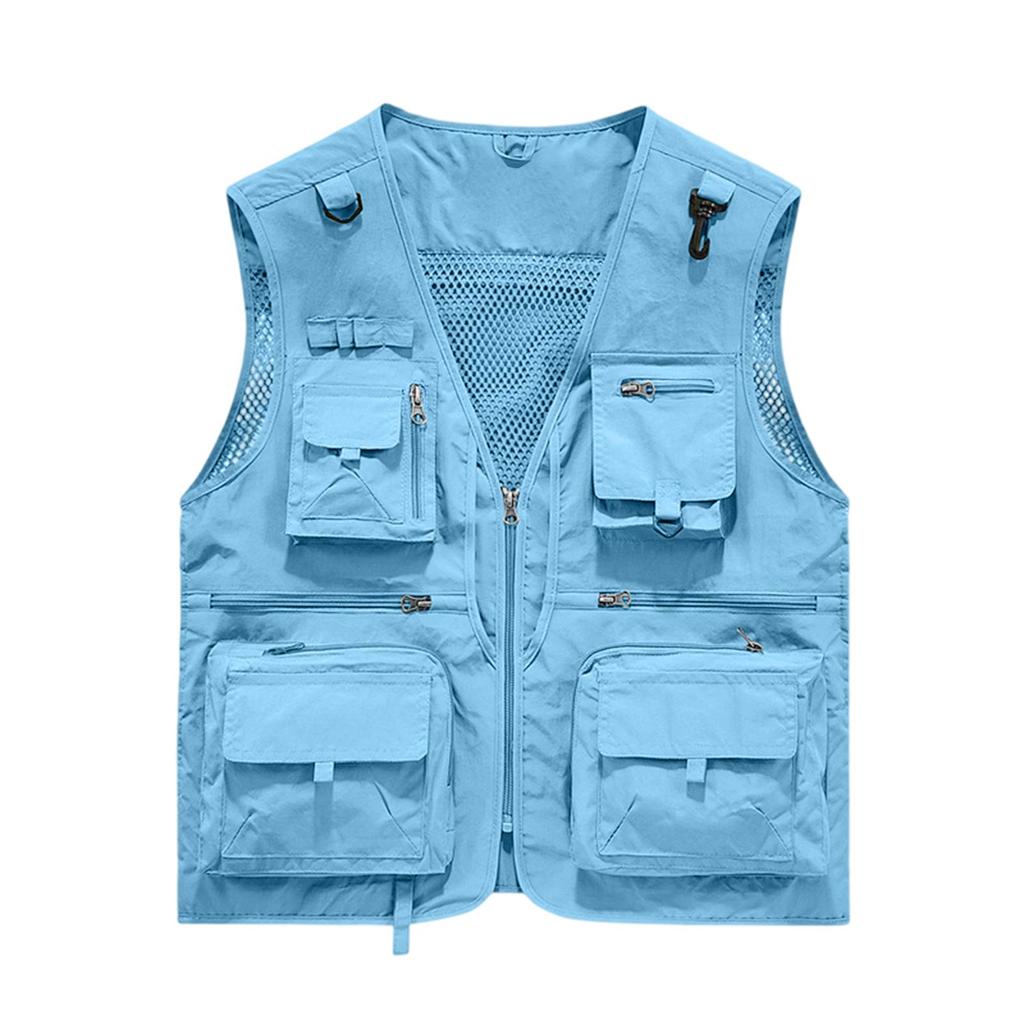 Men's Lightweight Breathable Vest with Multi Pockets for Outdoor Work Hiking