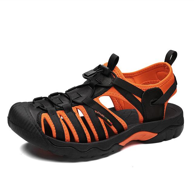 Nieuwe Zomer Echt Leer Heren Sandalen Mode Ontwerp Ademend Casual Schoenen Heren Zachte Zool Outdoor Strand Sandalen Grote Maat 48 39 black