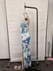 Women's Spaghetti Strap Printed Maxi Dress with Slit - Elegant Spring/Summer Evening & Vacation Attire