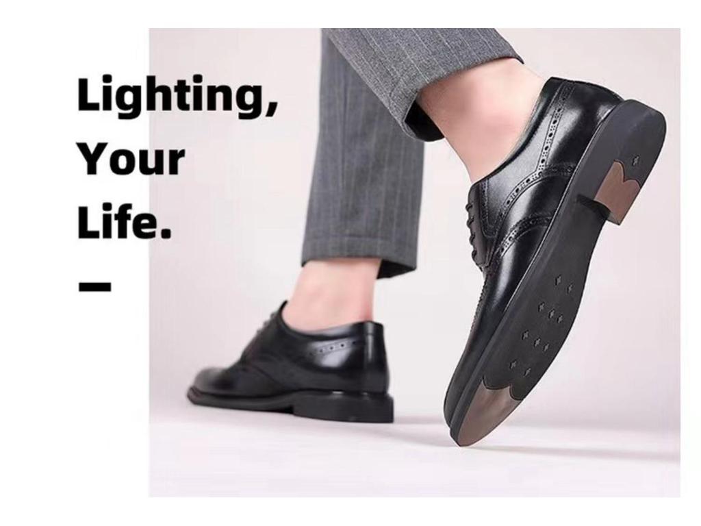 Men's British Style Height-Increasing Brogue Leather Shoes for Summer - Breathable, Formal, and Casual. Perfect for Groom or Wedding.