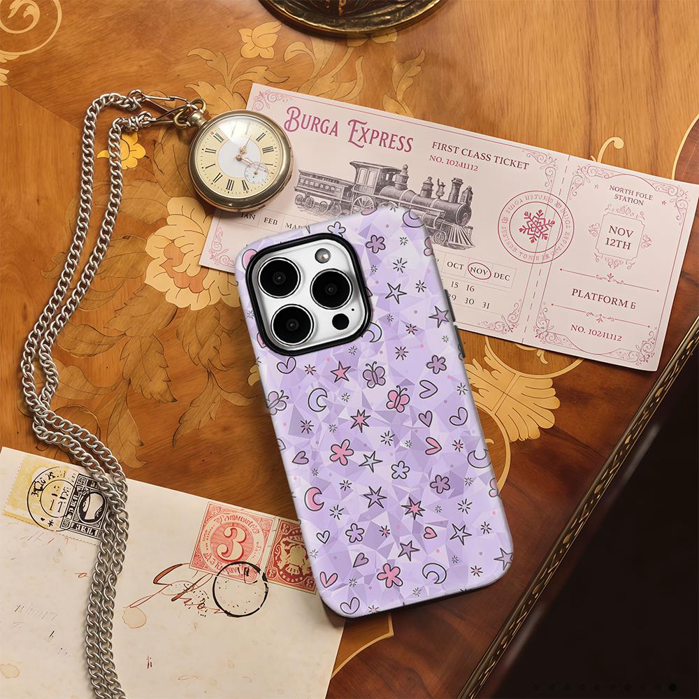 Cute Pastel Hearts Stars Phone Case for IPhone 17AIR 16E 16 15 14 13 12 11 17 Pro Max Plus Double-layer Back Cover
