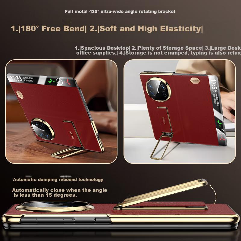 Wristband Stand | Smart Flip Cover], Huawei Mate X5 Phone Case, MATEx5 Collector's Edition Foldable Screen Tech Leather Shockproof - Black