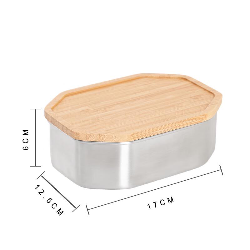 

ZISIZ Japanese Style 304 Stainless Steel Bento Box with Bamboo Lid & Strap