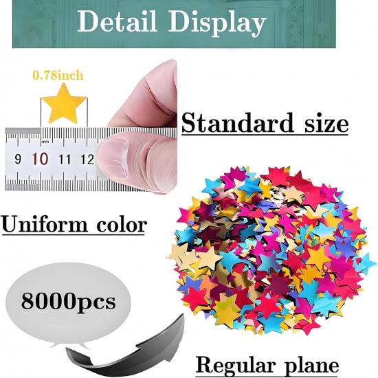 Rainbow Star Metallic Foil Confetti 8000 Pcs Shiny Star Table Confetti for Fill Balloon Wedding Graduation Party Decorations,60g of pack