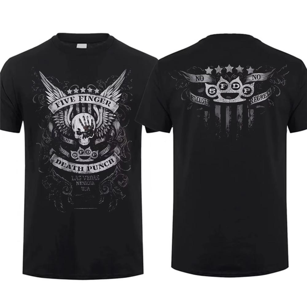

Модная мужская футболка двухсторонняя No Regrets черная от Five Finger Death Punch футболка с рисунком молодежная ткань уличная одежда очень крутая XXXXXL чёрный