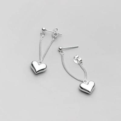 925 Silver Earrings For Women Fashion Korean Heart Chain Drop Earring Jewelry Prevent Allergy Party Accessories Gifts