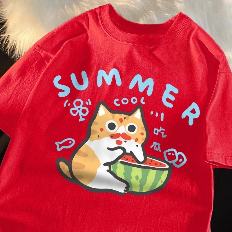 

Eating Melons Oranges Cats Funny Catsprinted Womens TShirt Fitting Cool T Shirts Leisure Tee Shirt Tops S