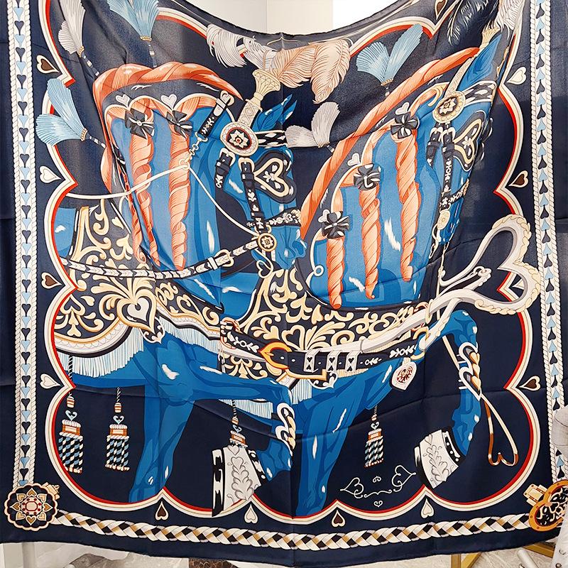 

2025 Women s Mulberry Silk Square Scarf: Versatile, Fashionable Travel Shawl синій