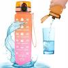 Water Bottle Bidon Fitness Motivation Gym 1L Orange With Fuchsia
