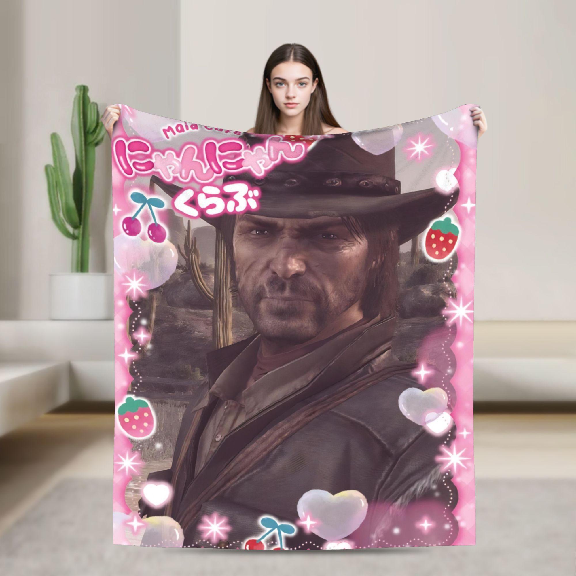 

Плед Arthur Morgan Red Dead Redemption Графічний Плюшевий Плед для Дивана Крісла Подорожей Офісу Фланелевий Покривало на Ліжко 75x90cm